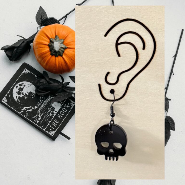 Black Skull Acrylic Dangle Earrings 2