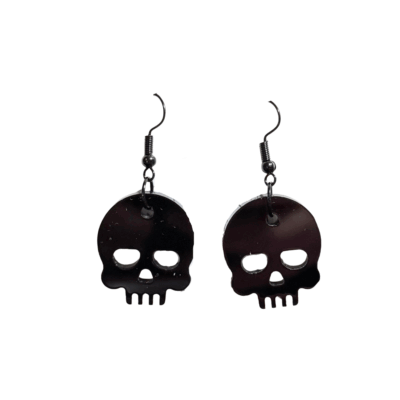 Black Skull Handmade Acrylic Dangle Earrings