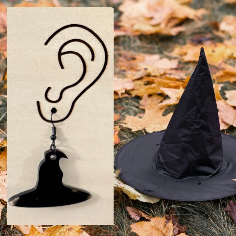 Black Witch Hat Acrylic Dangle Earrings 2