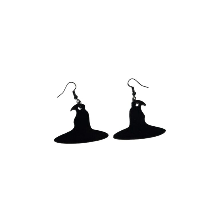 Black Witch Hat Acrylic Dangle Earrings