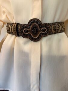 Brocade belt on model