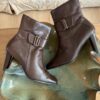 Brown boots side buckle