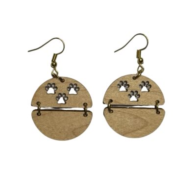 Laser Cut Paw Print Dangle Earrings- Handmade Pet Lover Jewelry