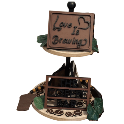 Wood Coffee Sign Set for Tiered Trays- Rustic Home Decor Farmhouse Style
