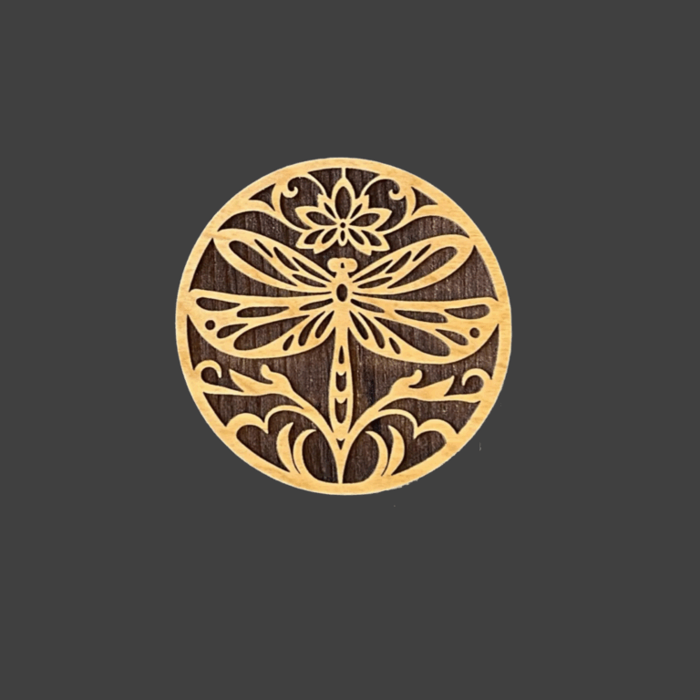 Dragonfly Laser Cut Lightweight Wood Coasters Set of 4 1