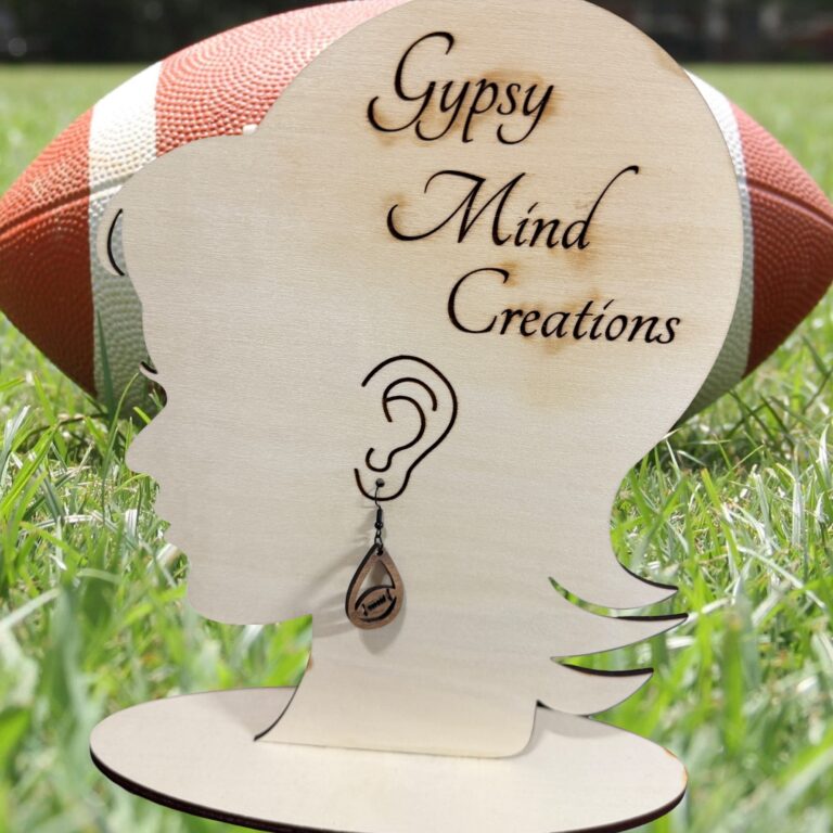 Football Teardrop Wood Dangle Earrings 1