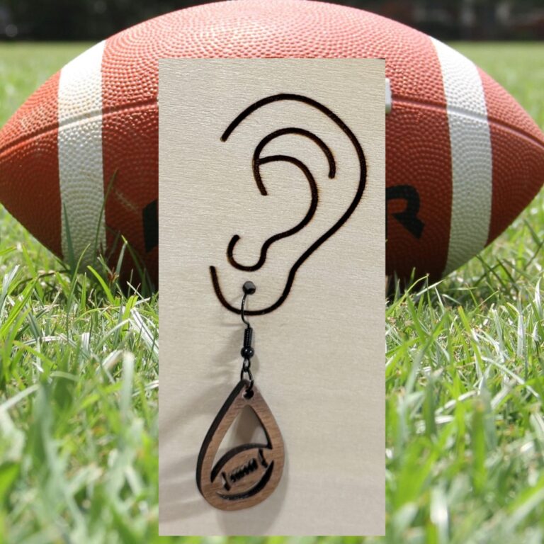 Football Teardrop Wood Dangle Earrings 2