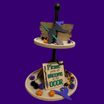 Halloween Wood Decor Tray Set With Laser Cut Designs