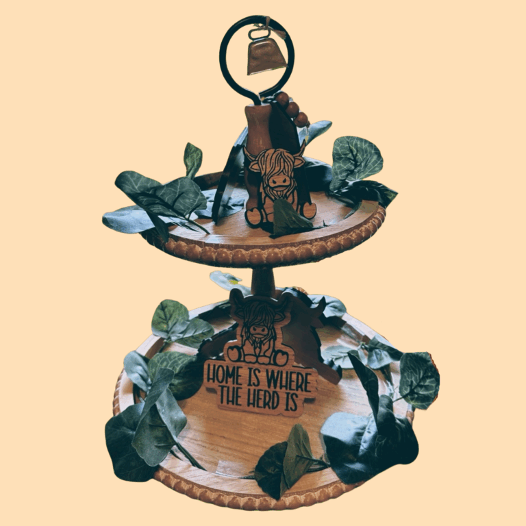 Highland Cow Tiered Tray Decor Set 1