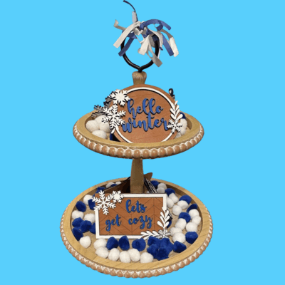 Winter Hot Cocoa Wood Decor Set for Tiered Tray or Display