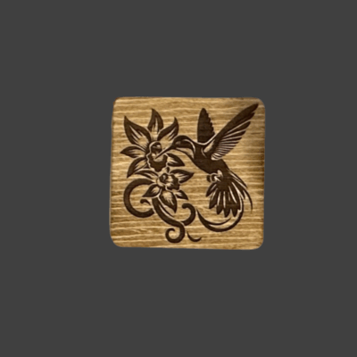 Hummingbird Coasters: Laser Cut Maple Wood Coaster Set