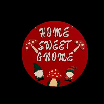 Home Sweet Gnome Handmade Red Painted Wood Sign- Décor for Cozy Spaces