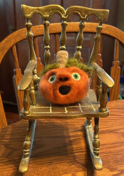 Needle Felted Halloween Pumpkin w-Face