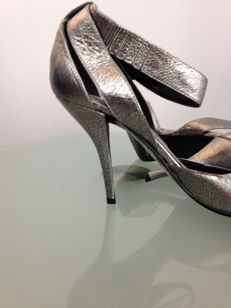 Silver Pumps Ankle Strap