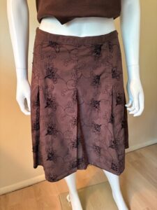 Brown embroidered skirt front