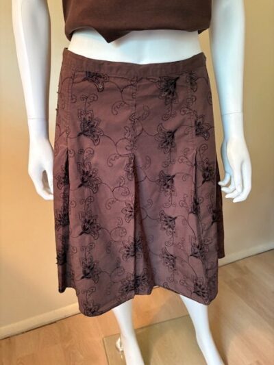 Brown embroidered skirt front