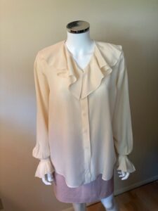 Yellow silk ruffle blouse