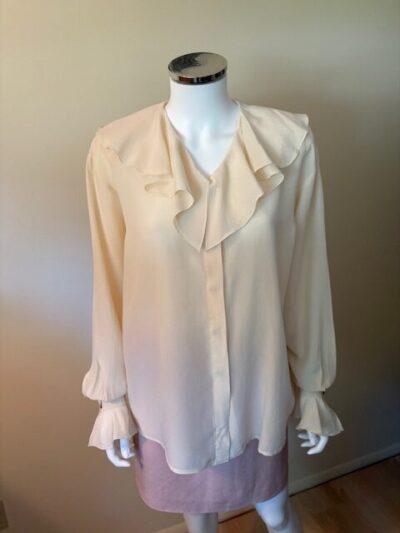 Yellow silk ruffle blouse