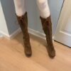 Tan Lace Up boots on model