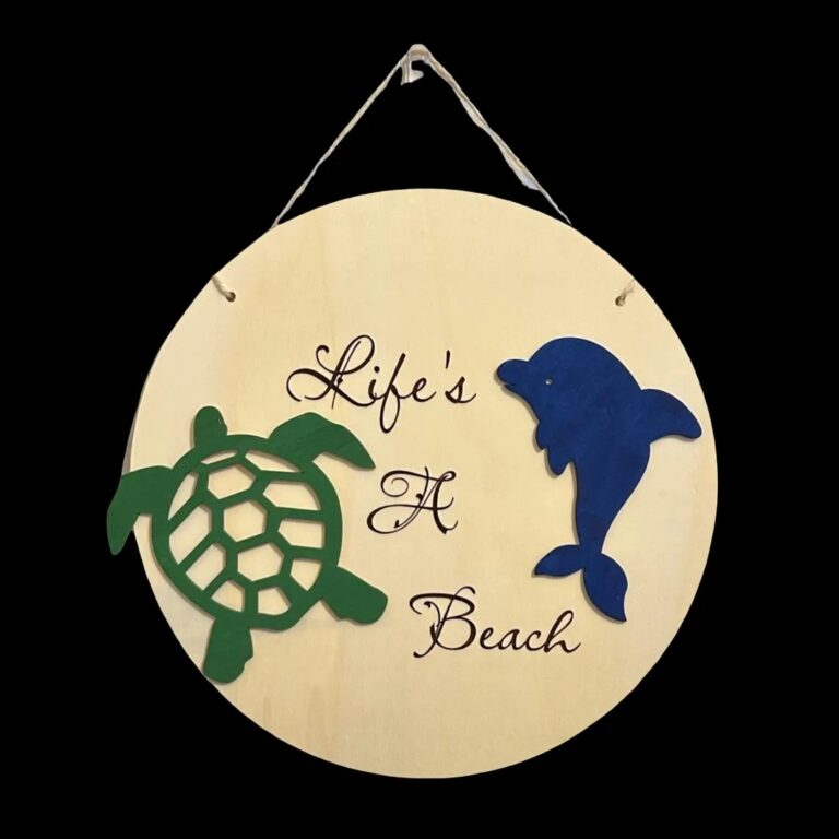 Lifes A Beach Round Wood Sign 1
