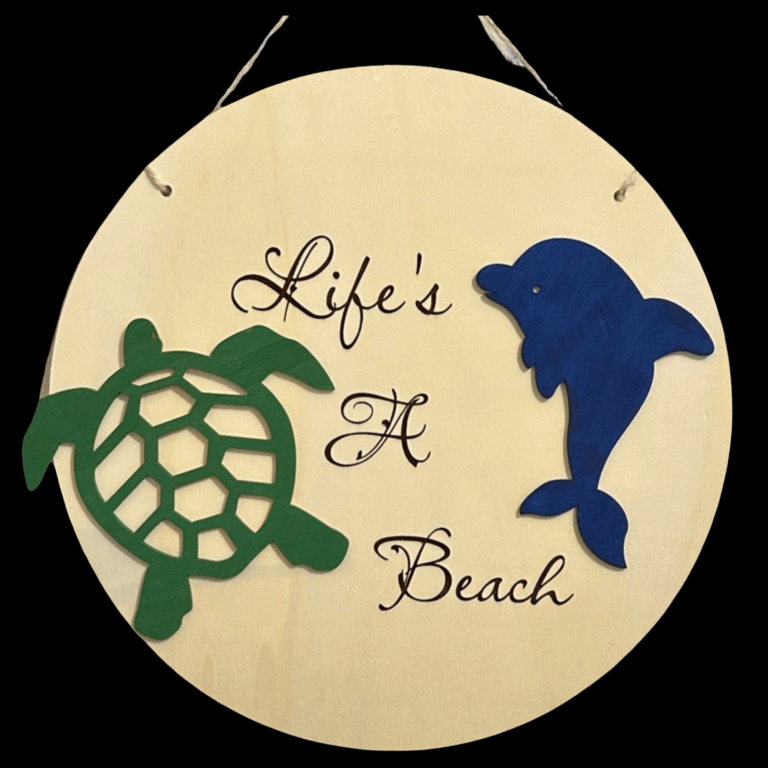 Lifes A Beach Round Wood Sign 12x12 in