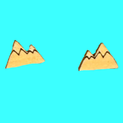 Mountain Wood Stud Earrings Laser Cut & Engraved Handmade Jewelry