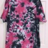 A pink and black tie-dyed crew neck shirt. Crumple pattern, 2XL.