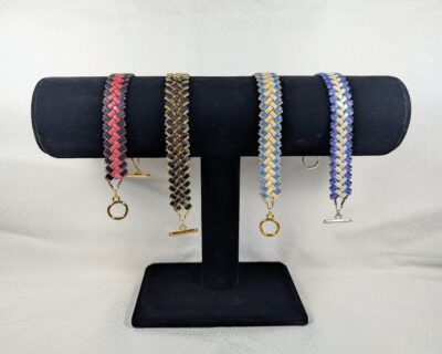 Classy and Fun Half-Tila Herringbone Beaded Bracelets