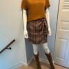 Plaid wrap rust blouse boots