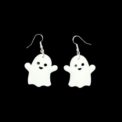 Cute Ghost White Acrylic Handmade Dangle Earrings for Halloween
