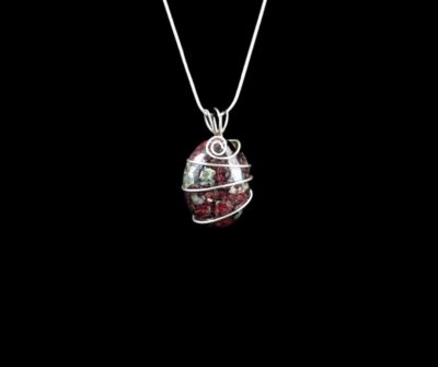 Sterling Silver Wire Wrapped Eudialyte Pendant