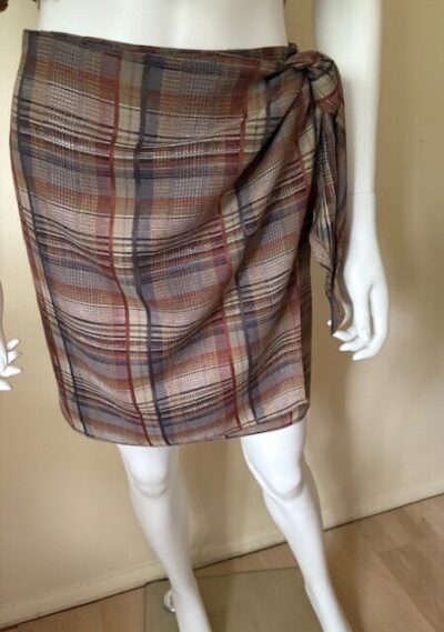 Vintage Plaid Sarong Wrap Skirt