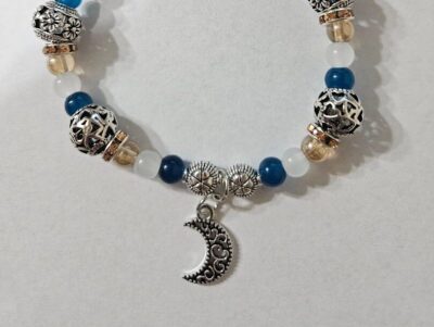 Homemade Celestial Half-moon charm bracelet- stretchy and comfortable