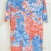 A pink and blue tie-dye shirt in a crumple pattern. Large.