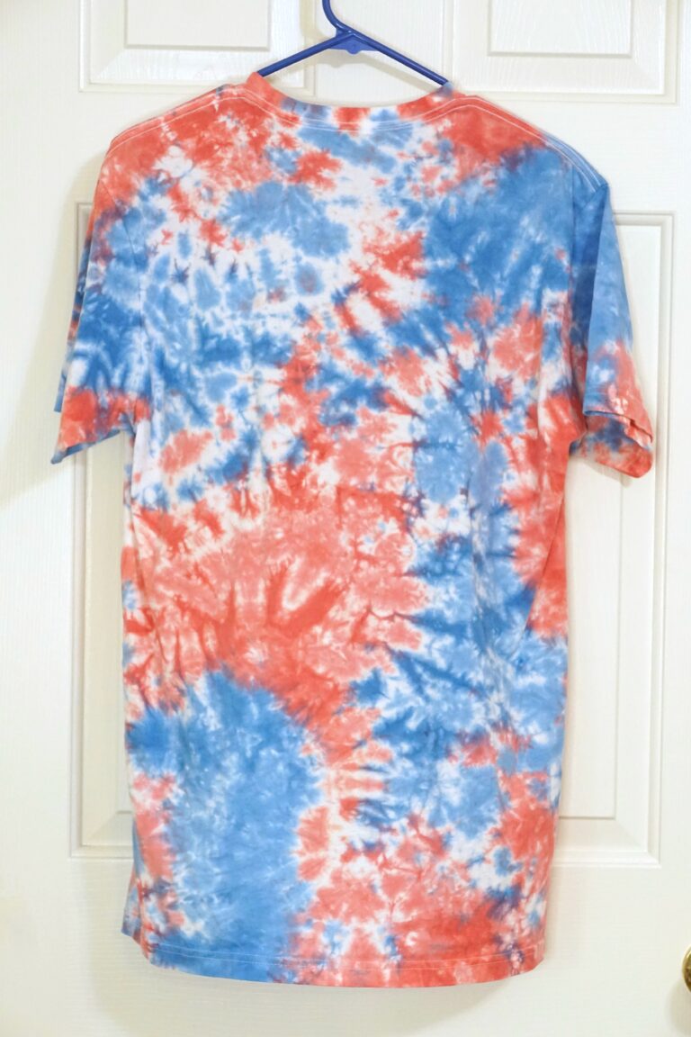 Trans Pride Large Tie-Dye Crew 2 A pink and blue tie-dye shirt in a crumple pattern. Large.