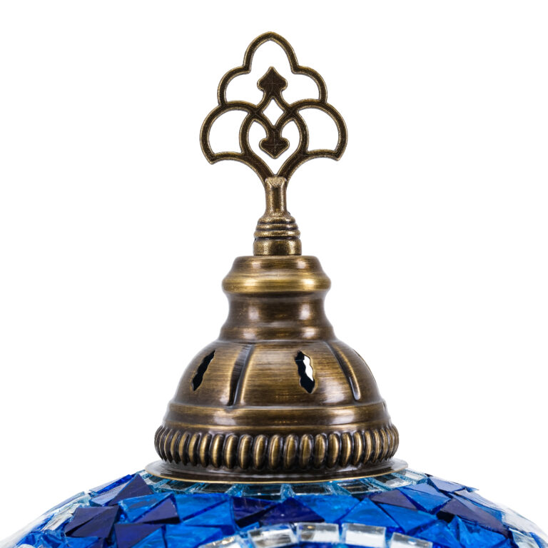 Mozaist Turkish Mosaic Table Lamp, Blue Color Hand Made Table Lamp with Led Light Bulb 9 0007 Katman 1
