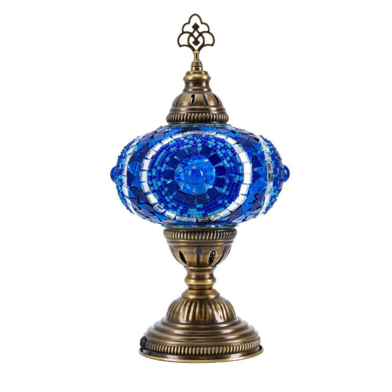 Mozaist Turkish Mosaic Table Lamp, Blue Color Hand Made Table Lamp with Led Light Bulb 4 1 0000 Katman 8