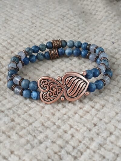 "Remember Memories" - Dumortierite & Iolite Double-row Stretch Bracelet