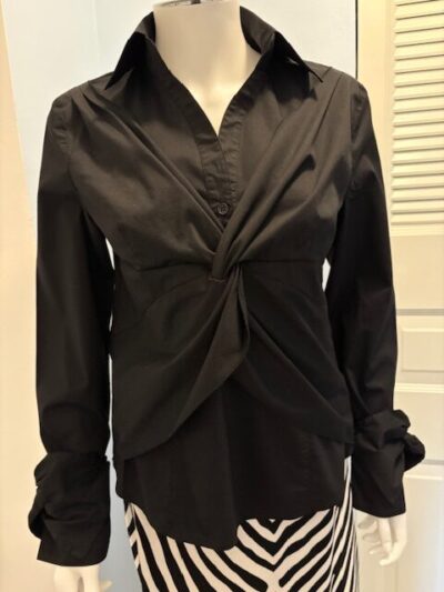 Black Knotted blouse front