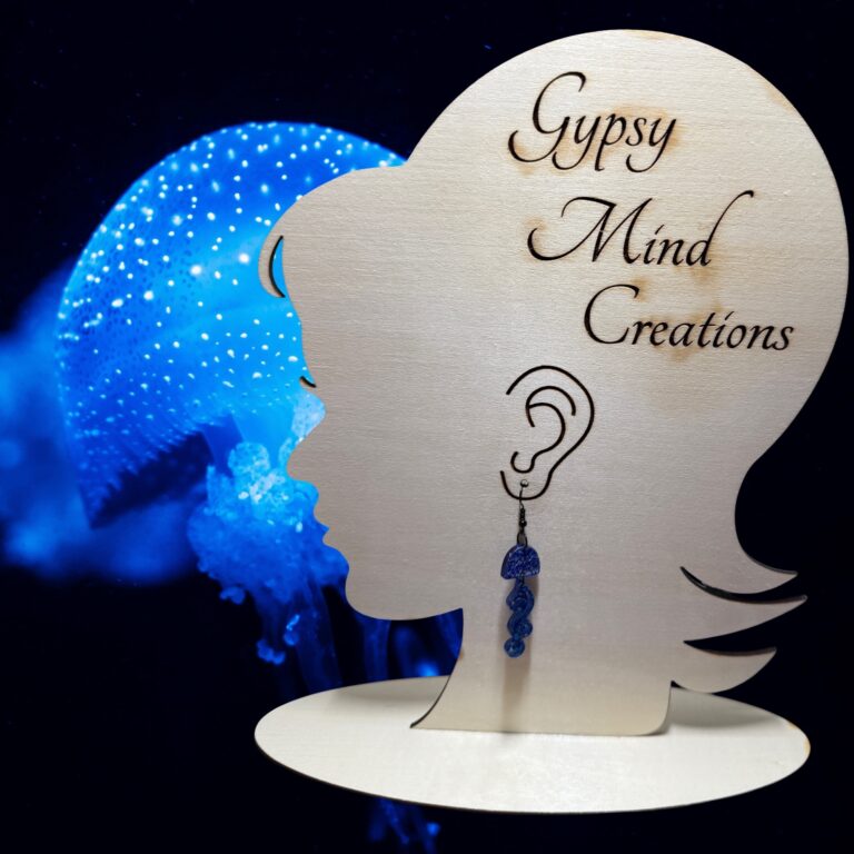 Blue Glitter Jellyfish Acrylic Handmade Dangle Earrings 3 Blue Glitter Jellyfish Acrylic Dangle Earrings 1