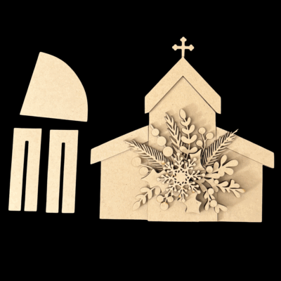 Christmas Church Shelf Sitter DIY Wood Painting Kit