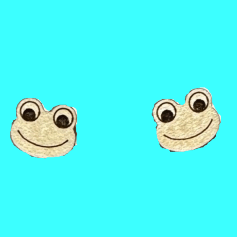 Frog Wood Stud Earrings Handmade Laser Cut Design 2 Frog Stud Wood Earrings 2