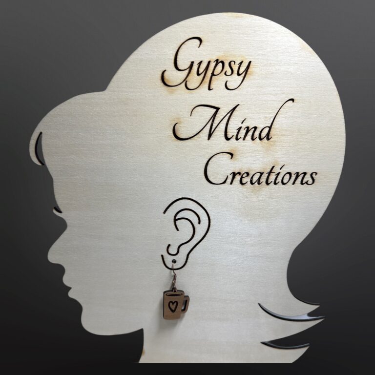 Heart Coffee Cup Handmade Wood Dangle Earrings 3 Heart Coffee Cup Wood Dangle Earrings 1