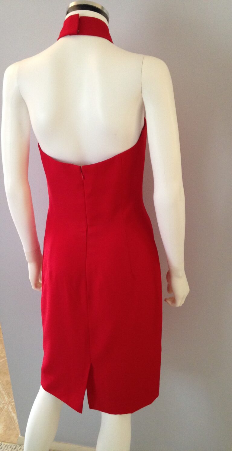 Red Halter Dress back