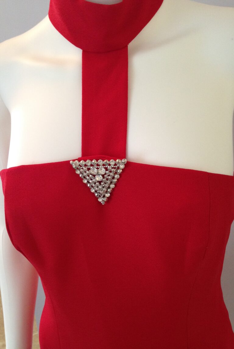 Red Halter Dress close up bodice