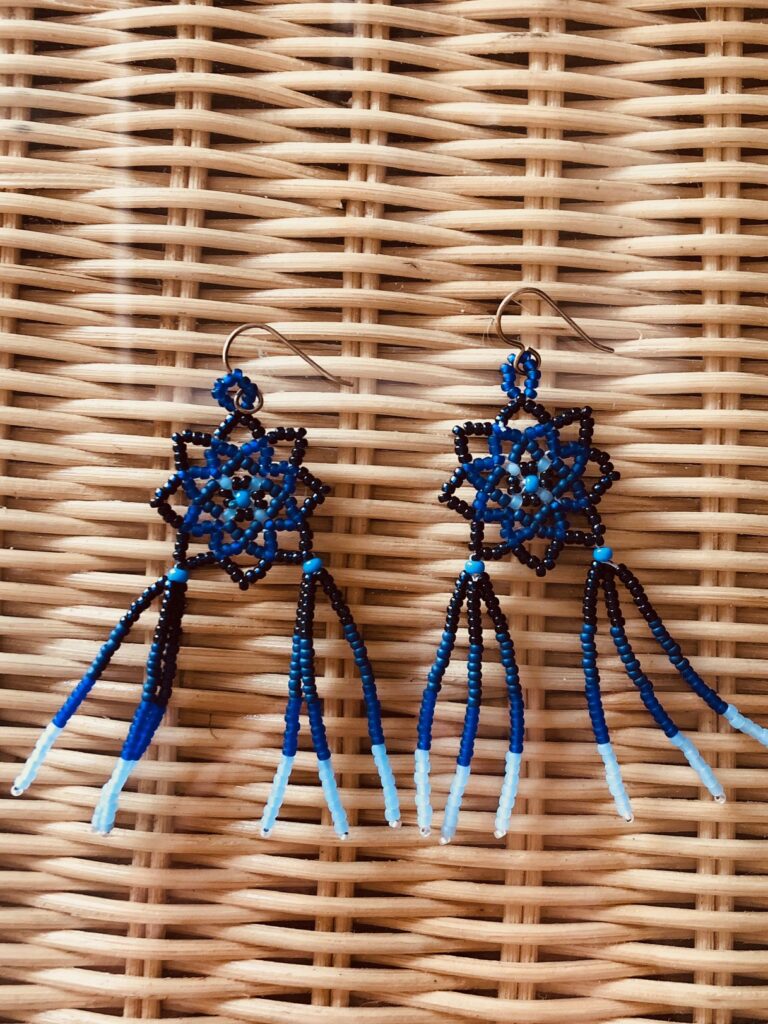 Black, Blue Dangle Earrings