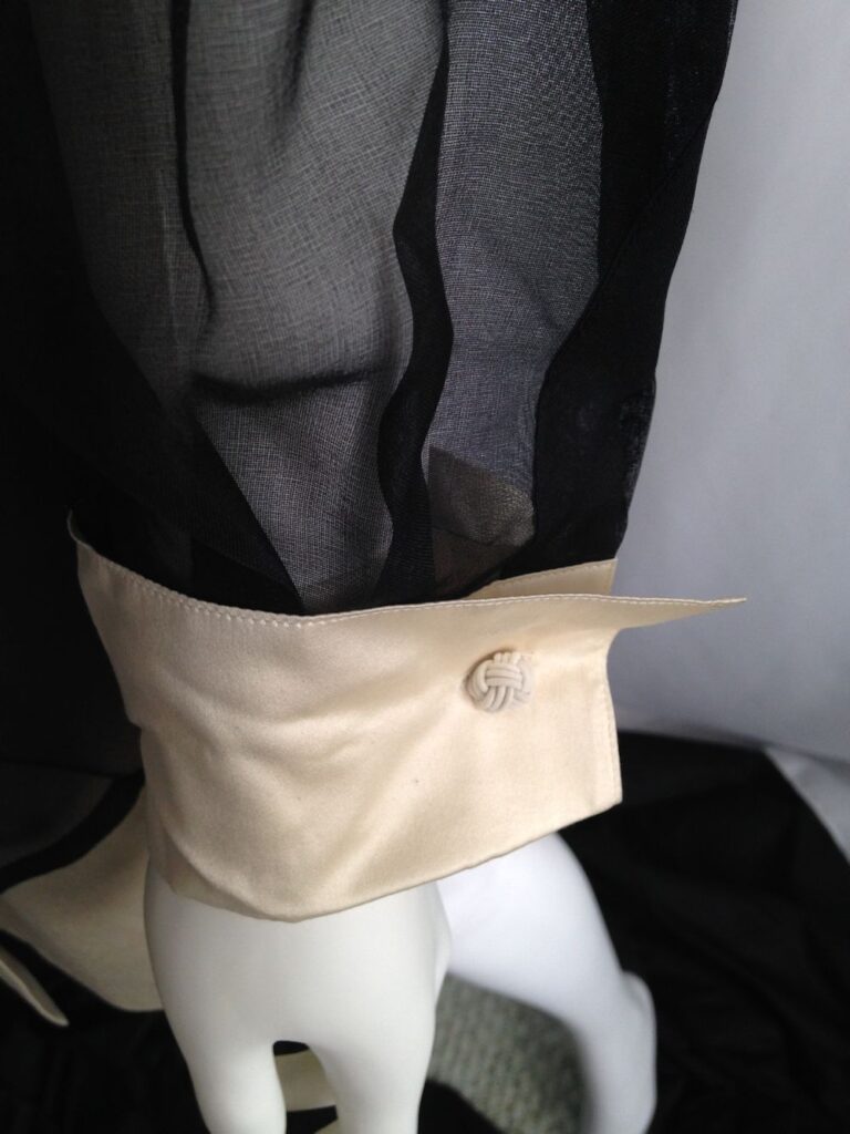 Vintage Black Silk Sheer Tuxedo Blouse 3 Black Tuxedo cuff detail