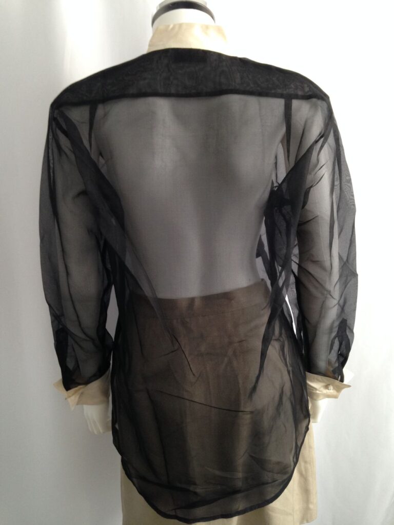 Vintage Black Silk Sheer Tuxedo Blouse 2 Black Tuxedo blouse back