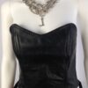 Leather Bustier front with necklace on model