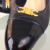 Ferragamo cap toe horsebit close up